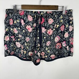 LOFT Sleep Floral Pajama Shorts M Navy Pink Cottagecore Lounge Soft Girl Cute